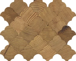 Forest Elements Geometric Scallop Pattern Wood Mosaic Wall Tiles Forest Elements Geometric Scallop Pattern Wood Mosaic Wall Tiles