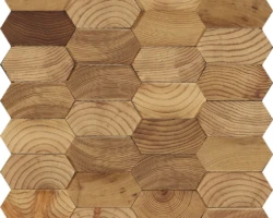 Forest Elements Mosaic Wood Wall Tiles: Stereo Honeycomb Close Up Image Forest Elements Mosaic Wood Wall Tiles: Stereo Honeycomb Close Up Image