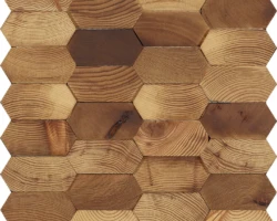 Forest Elements Mosaic Wood Wall Tiles: Stereo Honeycomb Close Up Image Forest Elements Mosaic Wood Wall Tiles: Stereo Honeycomb Close Up Image