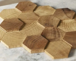 Forest Elements Stereo Standard Hexagon Mosaic Wood Wall Tiles: Stereo Standard Hexagon Forest Elements Stereo Standard Hexagon Mosaic Wood Wall Tiles: Stereo Standard Hexagon